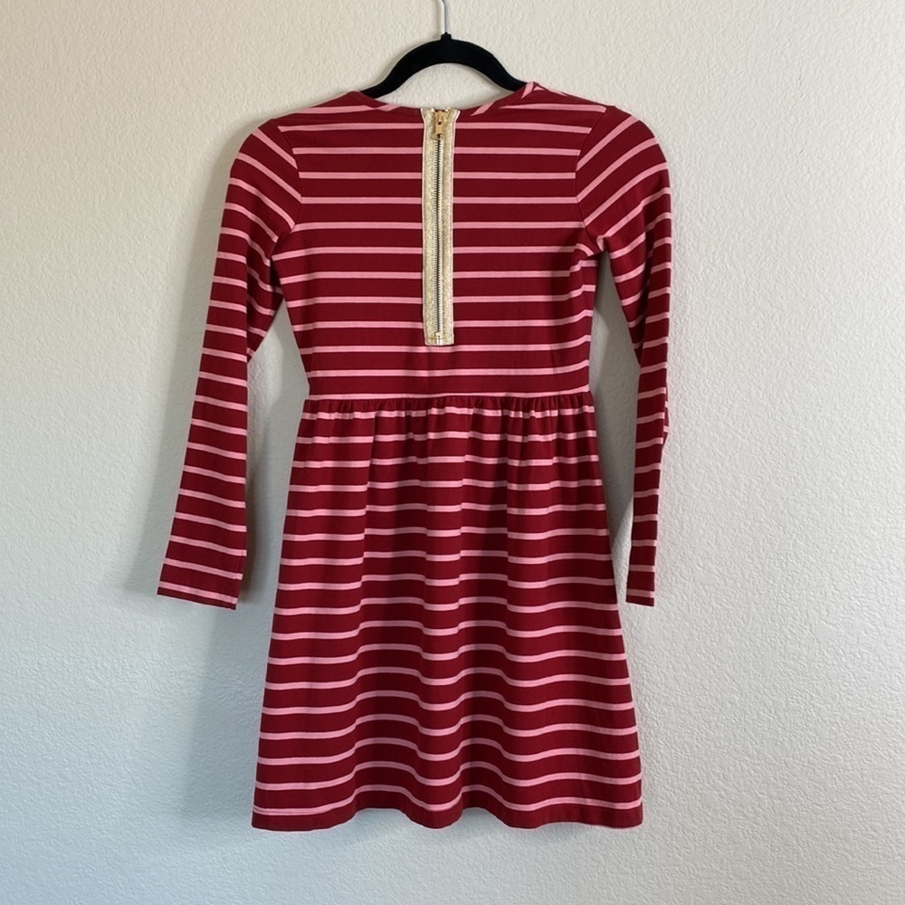 Hanna Andersson striped long-sleeve dress maroon pink Sz 140 - Picture 3 of 4